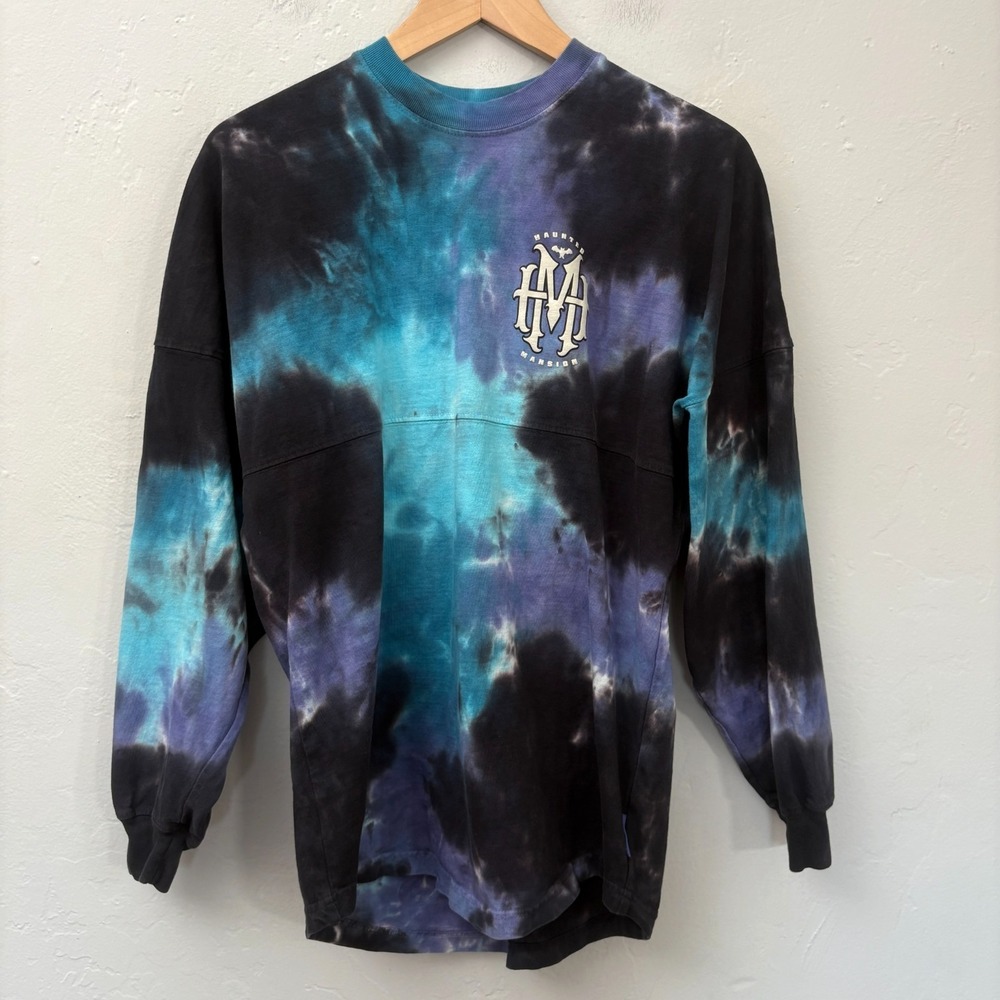 Disney Haunted Mansion Spirit Jersey Sz Adult XS Black Blue Long Sleeve Pullover